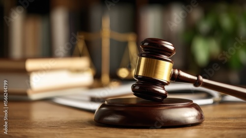 Wallpaper Mural Wooden gavel on a table with legal books and scales of justice symbolizing the concept of law and order Torontodigital.ca