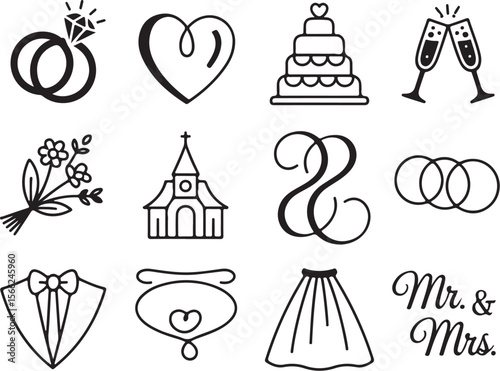 Heart & Ring Vector Icons


