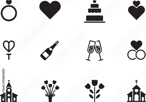 Heart & Ring Vector Icons

