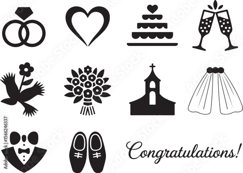 Wedding Cake Icon Set

