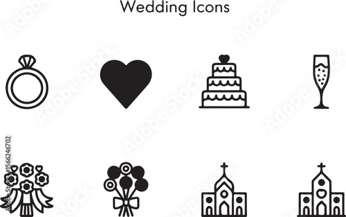 Wedding Cake Icon Set

