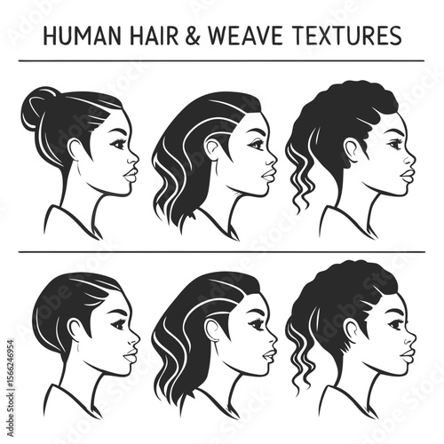 Diverse female hairstyles and textures female profiles