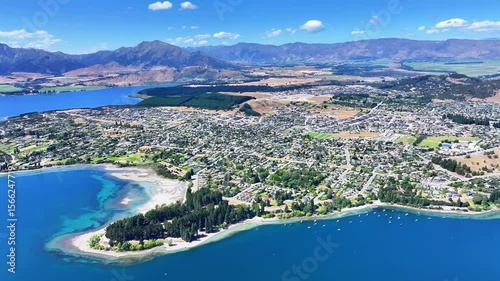 Aerial View of Lake Wakatipu, New Zealand