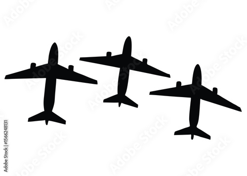 Three Airplanes Silhouette Aerial View, Flight, Travel, Journey, Aviation