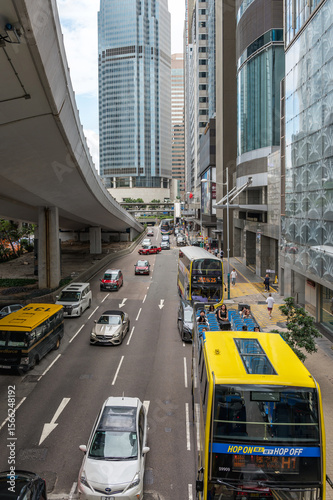 View from aboveground crossing to Cannaught road and Central Wan Chai bypass. 16 May 2025 - Hong Kong, China