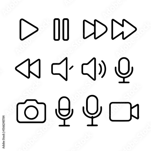 Media Icons Set – Music, Video, Audio, Streaming, and Entertainment Symbols