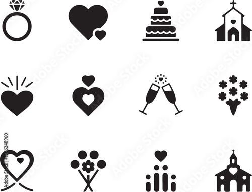 Love & Marriage Icons Set

