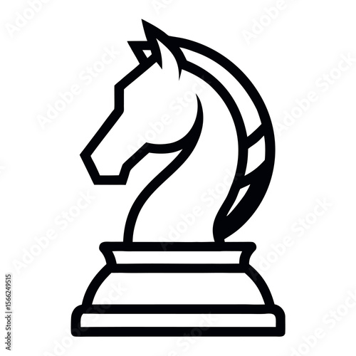 Single Chess Piece – Knight Icon – Clean Line Vector Illustration – Minimal Strategy Symbol for Board Game Graphics, Logic Apps, Intelligence Themes, and Tactical Design Projects