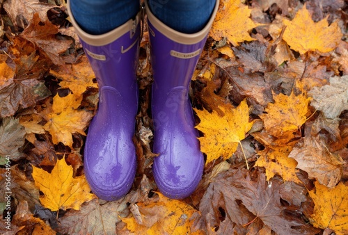 Wallpaper Mural boots and autumn leaves Torontodigital.ca