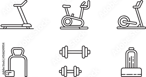 Dog Exercising on Treadmill Fitness Equipment Illustration with Black White and Color Accents