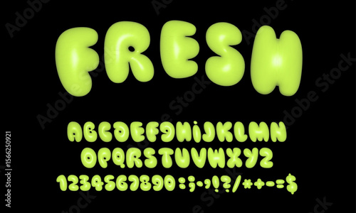 Vector 3D font design with green fresh look and eco style for organic themes