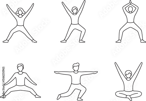 Synchronized Group Fitness Dogs Fun Exercise Illustrations