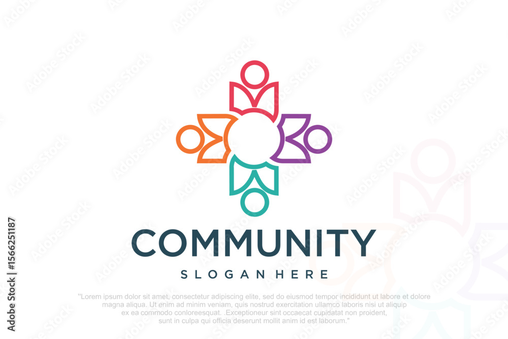 Fototapeta premium People teamwork logo symbol of solution and cooperation in community organization
