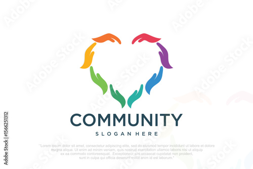 Love family logo icon design with heart graphic element symbol for parenting, vector illustration