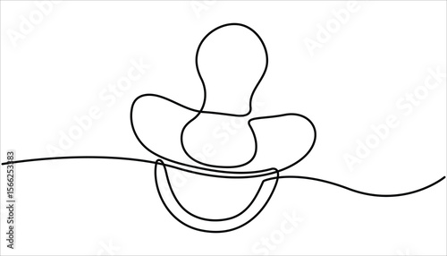 Baby pacifier in continuous one line art style. Continuous one line drawing of baby pacifier, line art style vector illustration. Simple line illustration, Pacifier for baby.
