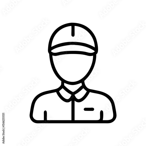 Delivery driver icon with cap and uniform in minimal style  