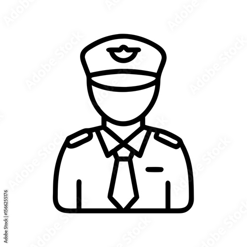 Police officer in uniform with cap and tie, concept of profession  