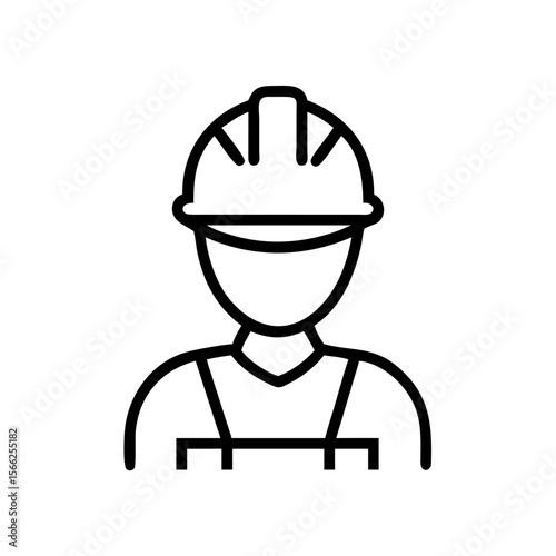 Construction worker icon wearing a hard hat and safety gear  