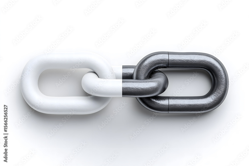 Obraz premium Modern paper craft animation concept featuring interlinked paper chain links in contrasting colors, symbolizing connection and unity