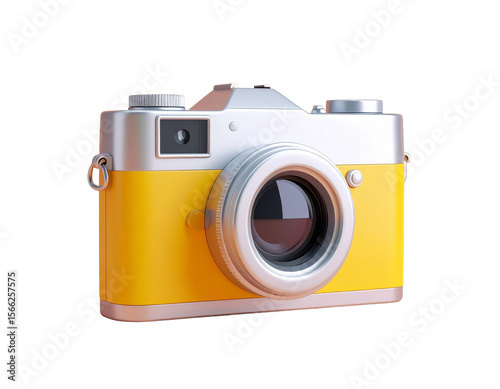 Kamera digital ringkas dengan lensa dan tombol terisolasi dengan latar belakang putih. - Compact digital camera with lens and buttons isolated on white background