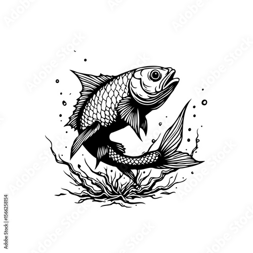 Detailed illustration of a tarpon fish underwater showcasing intricate scales fins and surrounding aquatic details it's truly wonderful