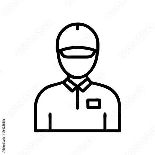 Delivery driver wearing a cap and polo shirt in line art style  