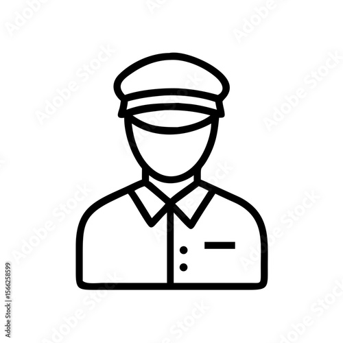 Train conductor icon in simple line art design  