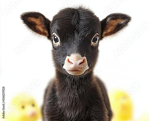 Portrait of a group of cute farm animals, isolated on white background , isolated on white background,  , copy space, copy space for text,