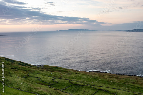 Aerial view of Dunmore Head by Portnoo in County Donegal, Ireland.