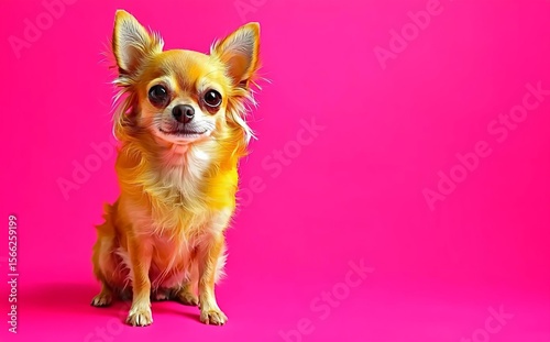 Beautiful chihuahua dog. Animal portrait. Stylish photo. Pink background. Collection of funny animals , isolated on white background,  , copy space, copy space for text,