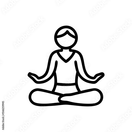 Line art of a yoga instructor meditating in a cross-legged position  