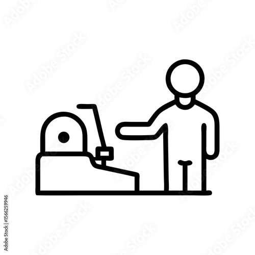 Machine operator demonstrating equipment in a workshop setting  