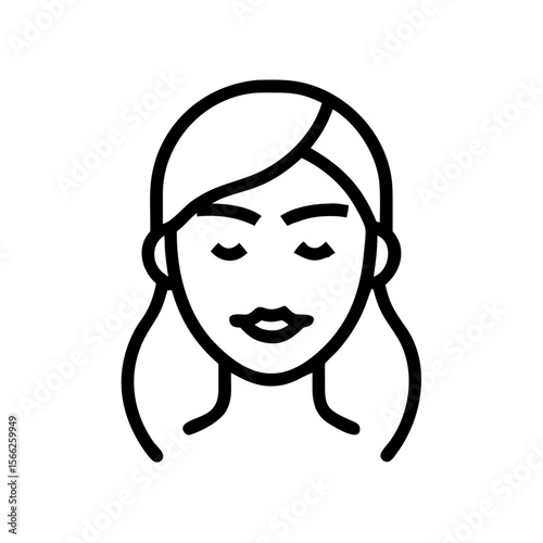 Line art illustration of a woman with closed eyes and relaxed expression  