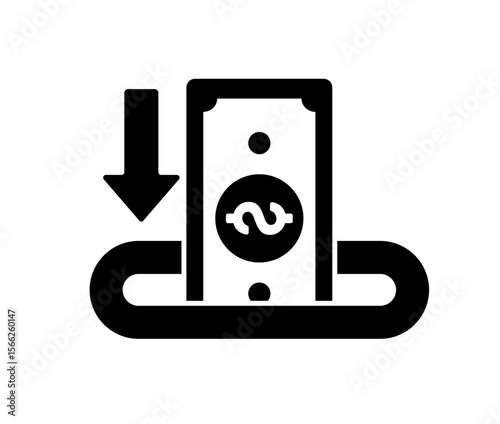 Finance icons as finance, cash, earning in black filled color Pro Vector