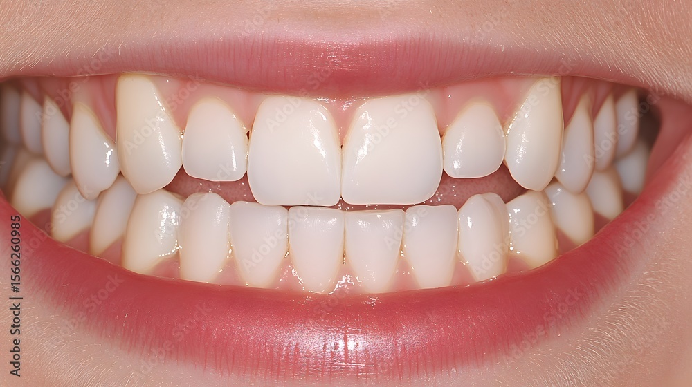 Fototapeta premium Closeup of a Healthy, Bright White Smile with Perfect Teeth