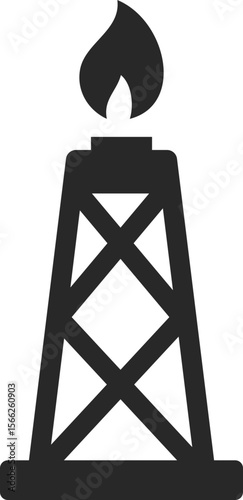 Oil rig solid icon used in petroleum extraction, fuel drilling, and energy industry designs.