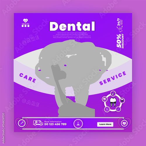 Dental care social media post template or Teeth cleaning editable Design set