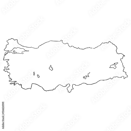 Turkey map illustration hand drawn outline vector