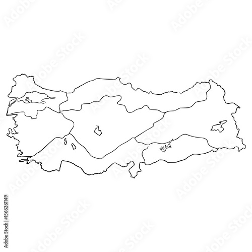 Turkey map illustration hand drawn outline vector