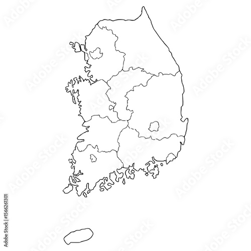 south Korea map illustration hand drawn outline vector