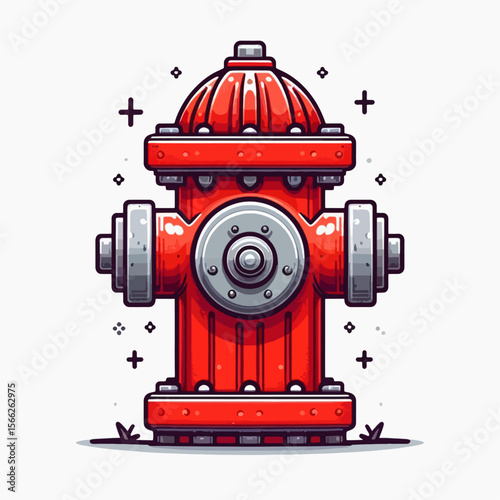 Cartoonish, simplified depiction of a fire hydrant, set against a plain white backdrop.  The illustration features bold colors and clean lines.