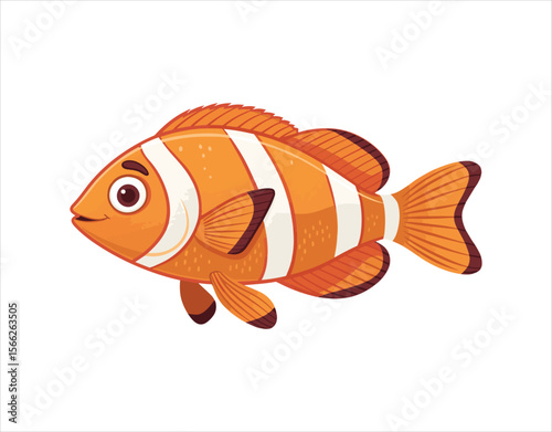 vector illustration of a fish cartoon icon, isolated on a white backdrop. Tropical fish design for an aquarium.