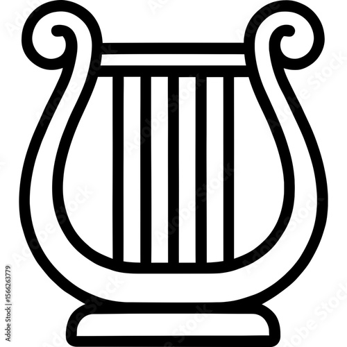 Lyre musical instrument outline icon vector