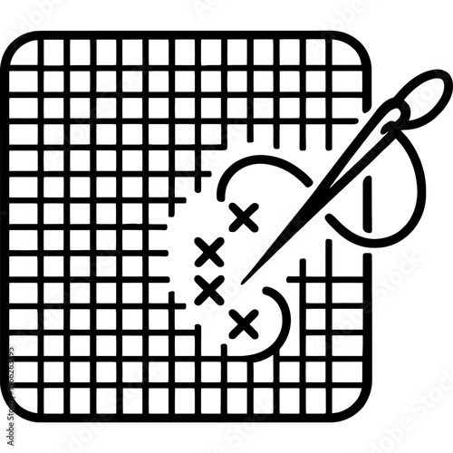Needlepoint canvas outline icon vector