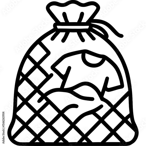 Laundry bag outline icon vector