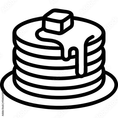 Pancake stack with syrup outline icon vector