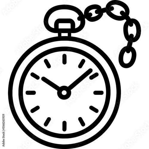 Pocket watch outline icon vector