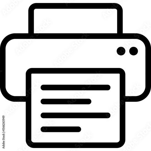 Printer with document emerging outline icon vector