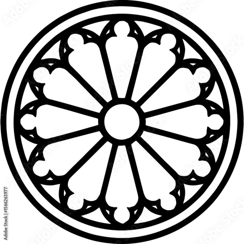 Gothic rose window outline icon vector