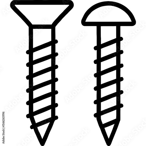 Black and white outline icon of wood screws vector style